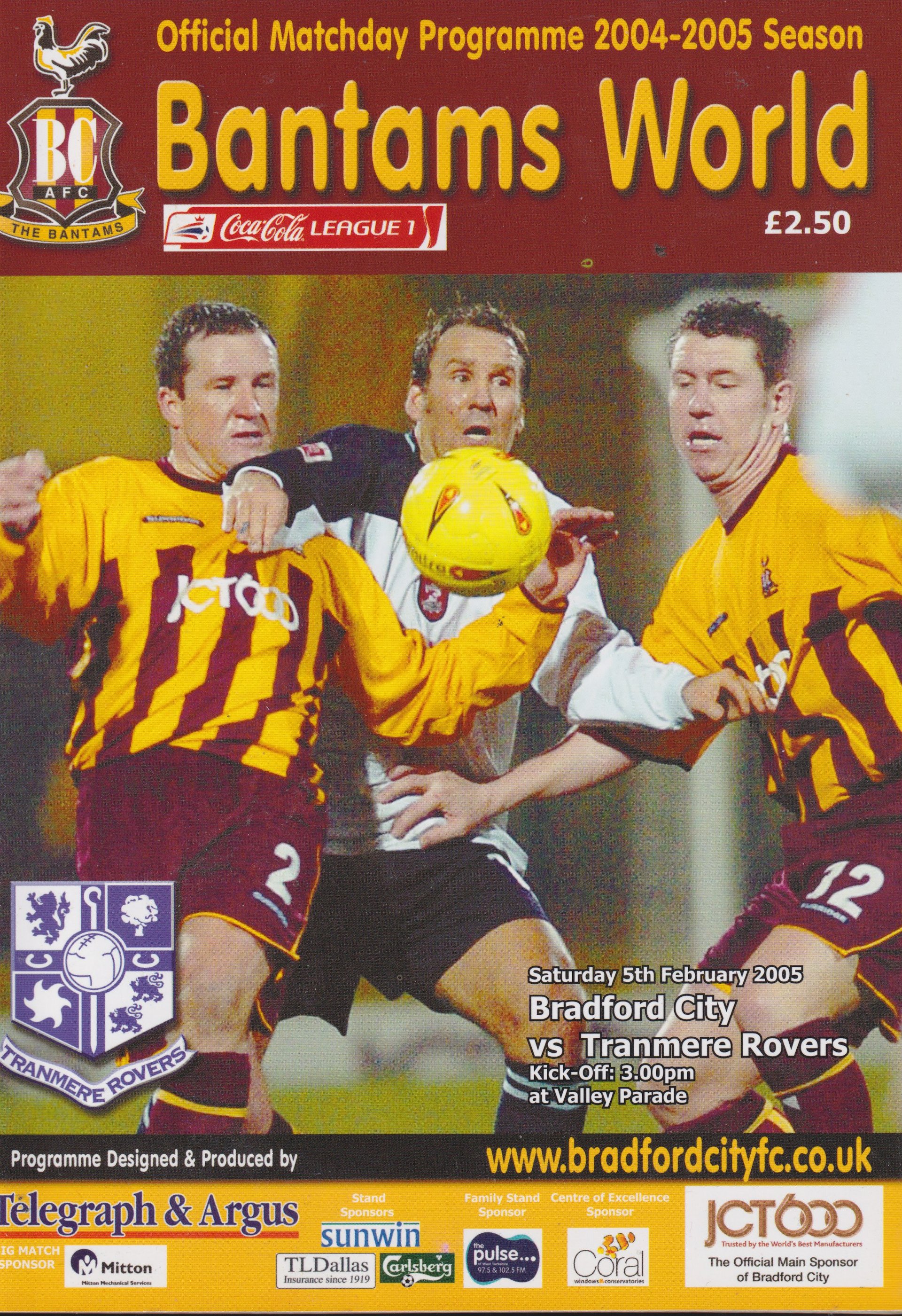Bradford City v Tranmere Rovers match programme